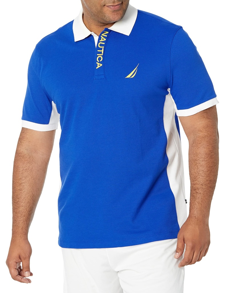 PRM | Nautica Men's Short Sleeve Color Block Performance Pique Polo Shirt