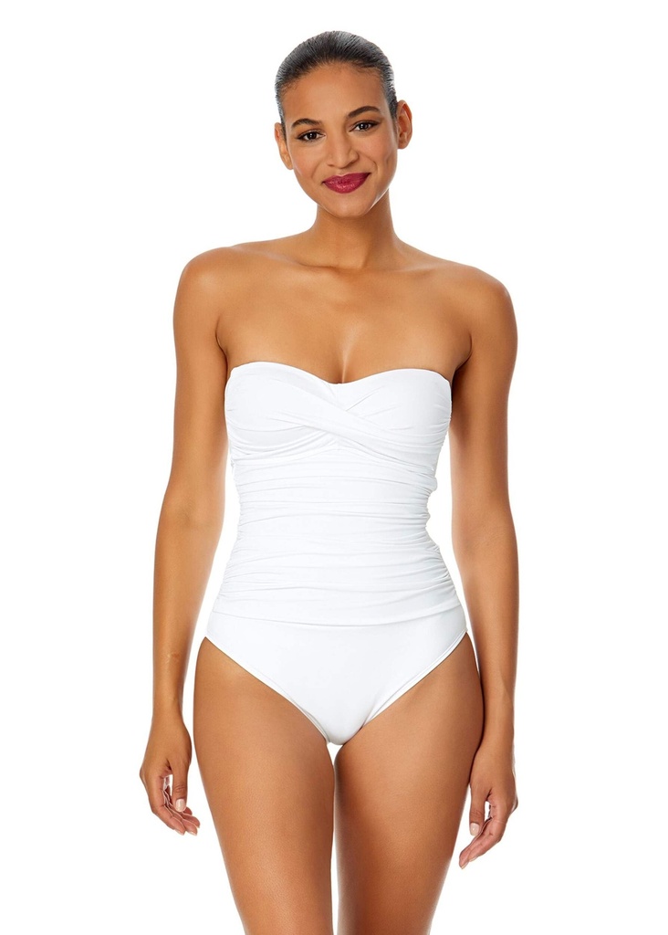 STR | Anne Cole Women's Front-Shirred Bandeau One-piece Swimsuit