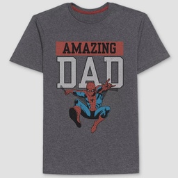 STR | Men's Spider-Man Amazing Dad Short Sleeve T-Shirt - Charcoal Gray S