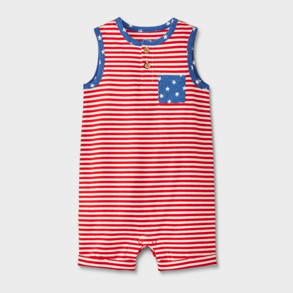 ACC | Baby Boys' Americana Striped Short Romper - Cat & Jack™ Red Newborn