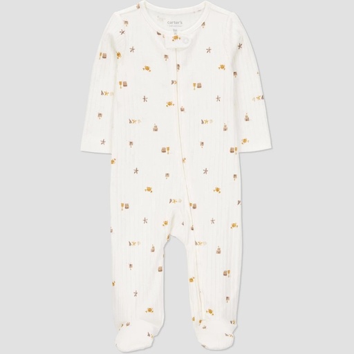 STR | Carter's Just One You®️ Baby Sea Creature Sleep N' Play - Ivory 3M: Cotton-Polyester Blend, Two-Way Zipper, Footed Pajamas