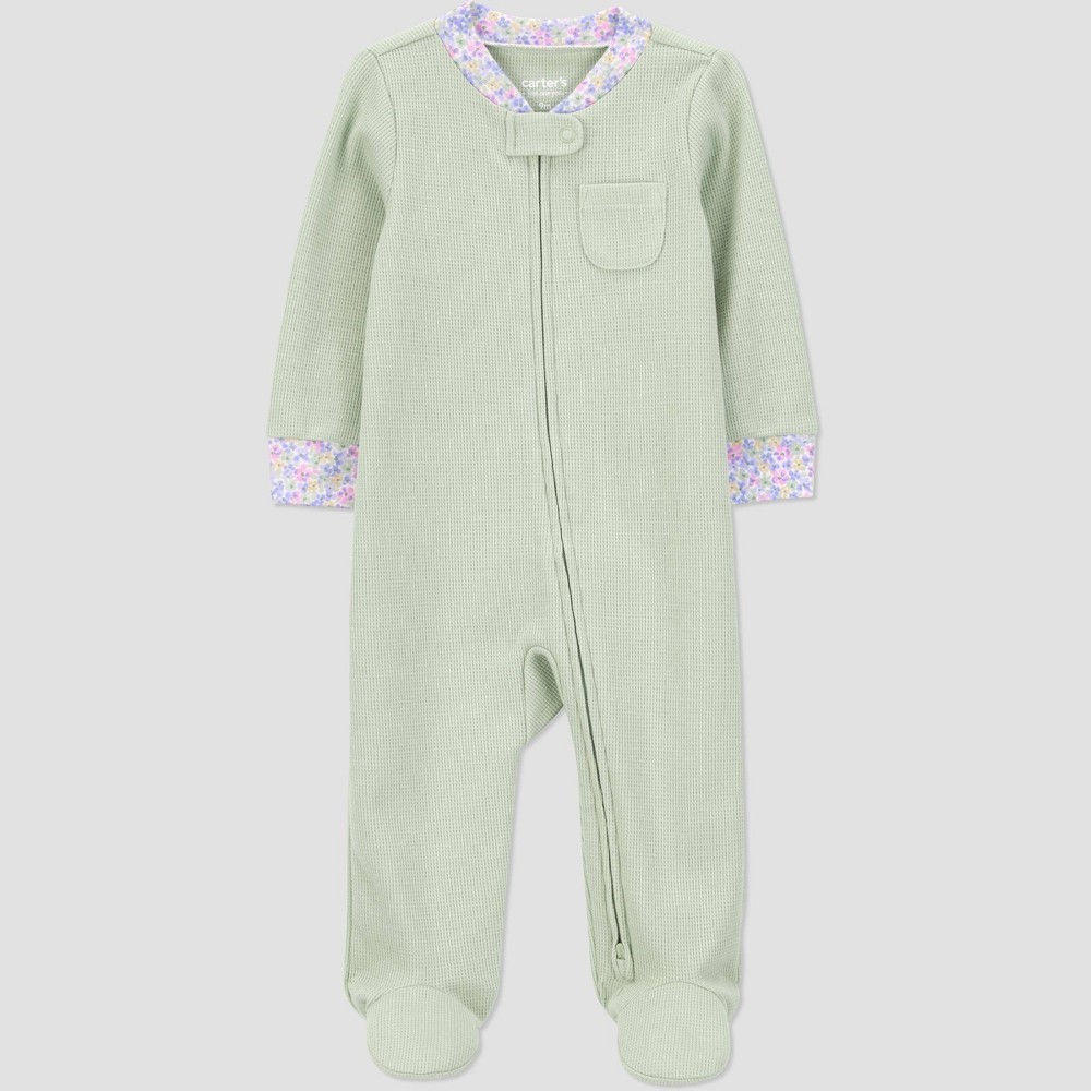 STR | Carter's Just One You® Baby Girls' Sleep N' Play - Green Newborn: Cotton Polyester Footed Pajamas