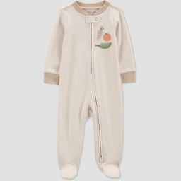 STR | Carter's Just One You®️ Baby Boys' Striped Vegetables Sleep N' Play - Ivory Newborn: Cotton Footed Pajamas, Two-Way Zipper