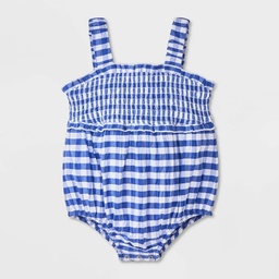 STR | Baby Girls' Gingham Romper - Cat & Jack™ Blue Newborn