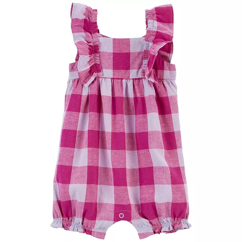 KID | Baby Girl Carter's Plaid Romper, Infant Girl's, Size: 24 Months, Pink Purple