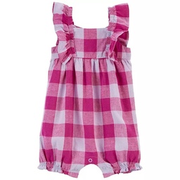 KID | Baby Girl Carter's Plaid Romper, Infant Girl's, Size: 24 Months, Pink Purple