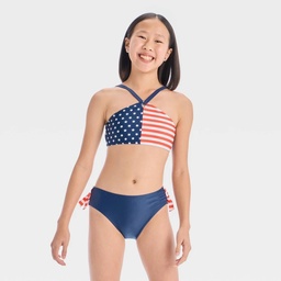 STR | Girls' Stars and Stripes Bikini Set - art class™ Navy Blue XL