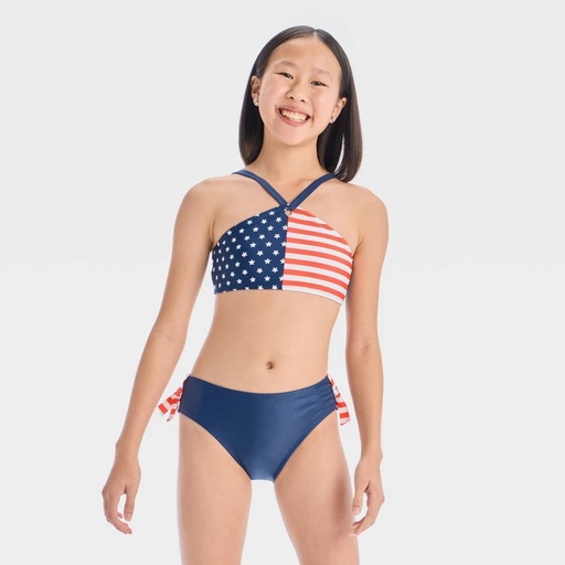 STR | Girls' Stars and Stripes Bikini Set - art class™ Navy Blue XL