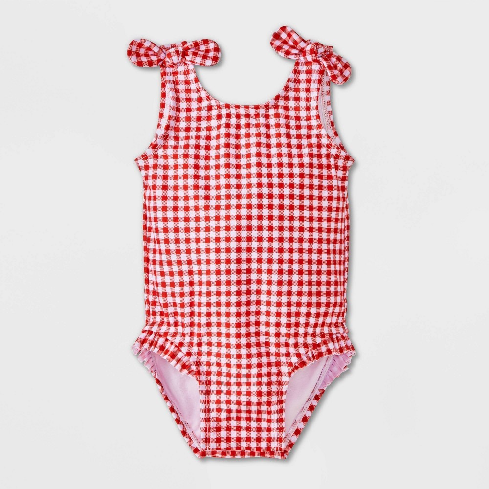 STR | Baby Girls' Gingham One Piece Swimsuit - Cat & Jack™ Red 3M