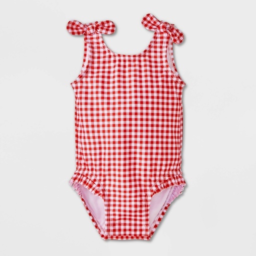 STR | Baby Girls' Gingham One Piece Swimsuit - Cat & Jack™ Red 3M
