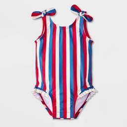 STR | Baby Girls' Striped One Piece Swimsuit - Cat & Jack™ Red/White/Blue 3M