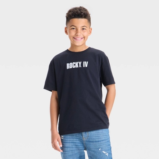 STR | Boys' Rocky Balboa Short Sleeve Graphic T-Shirt - Black XL