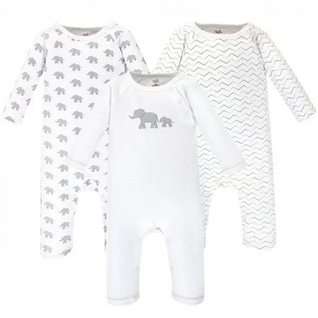 STR | Touched by Nature Baby Organic Cotton Coveralls 3pk  Marching Elephant  9-12 Months