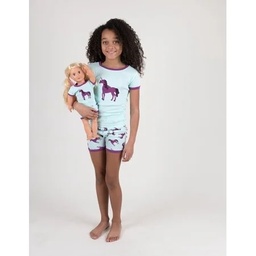 STR | Leveret Girl and Doll Short Pajamas Unicorn 4 Year