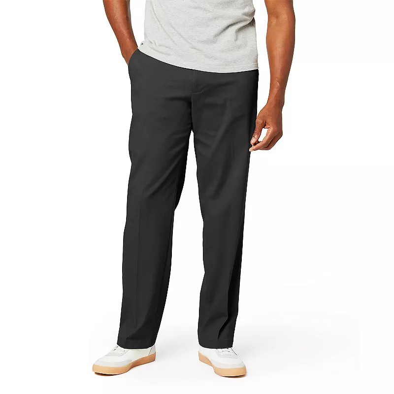 STR | DOCKERS Mens Black Stretch  Relaxed Fit Cotton Pants W42\L30