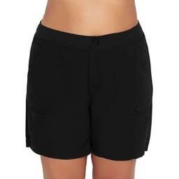 STR | Maxine of Hollywood Womens Plus SIze Solids Long Woven Boardshort Style-MW9L606 Swimsuit
