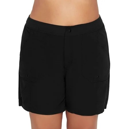 STR | Maxine of Hollywood Womens Plus SIze Solids Long Woven Boardshort Style-MW9L606 Swimsuit