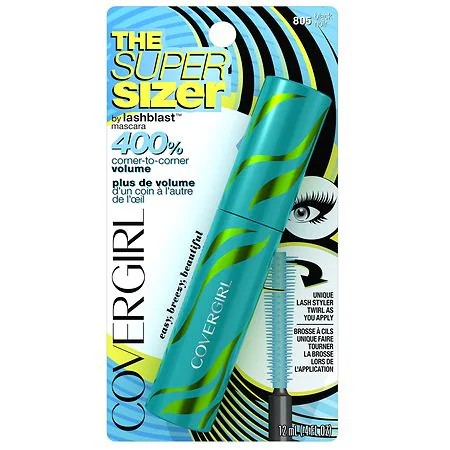 STR | COVERGIRL The Super Sizer Mascara  805 Black  0.44 fl oz  Lengthening Mascara  Volume and Length Mascara  High Impact  Wide Eye Look