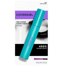 STR | COVERGIRL The Super Sizer Fibers Mascara  Very Black 800  Volume Mascara  0.4 Oz  Waterproof Mascara  Lengthening Mascara  Volume and Length Mascara  High Impact  Wide Eye Look