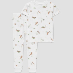 STR | Carter's Just One You®️ Toddler Boys' 2pc Otters Snug Fit Pajama Set - Brown/Ivory 4T: Forest Animals, Thermal, Crew Neck