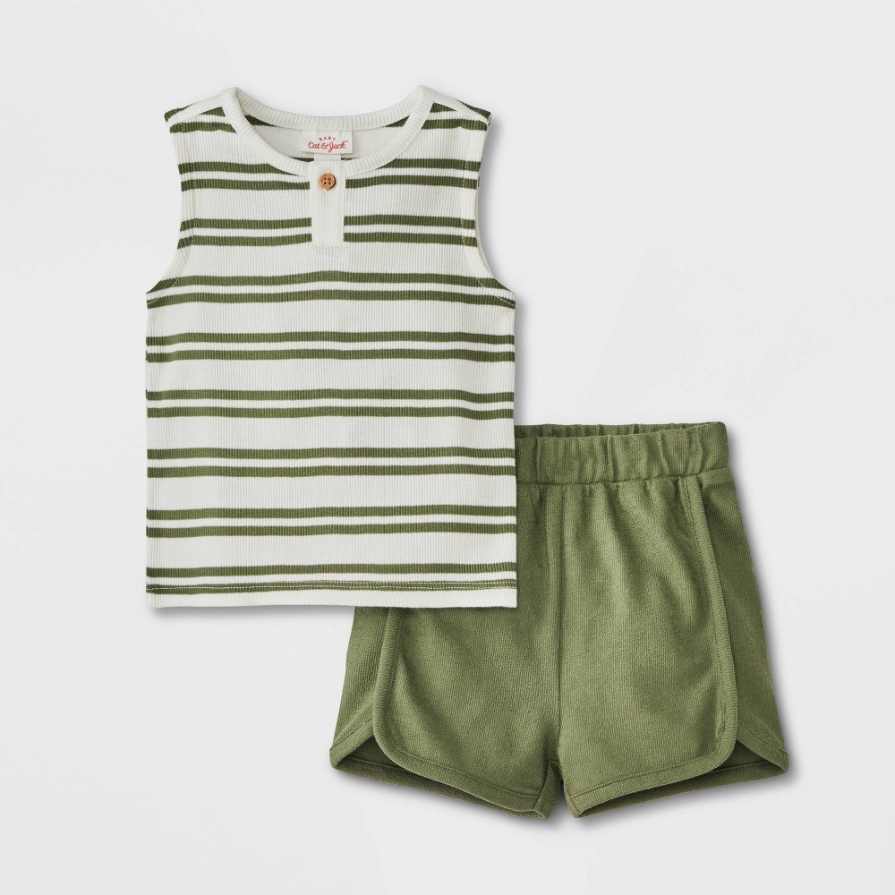 STR | Baby Boys' Henley Top & Bottom Set - Cat & Jack™ Green 18M