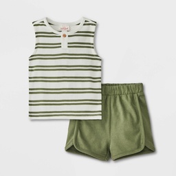 STR | Baby Boys' Henley Top & Bottom Set - Cat & Jack™ Green 18M