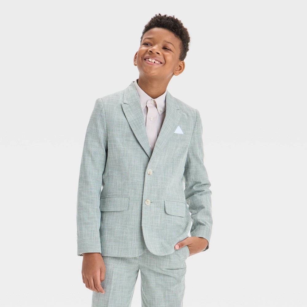 STR | Boys' Suit Jacket - Cat & Jack™ Green 8: Lightweight, Front Button, 3 Pockets