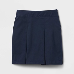 KID | Girls' Pleated Twill Uniform Skort - Cat & Jack™ Blue 8: Adjustable Waist, Mid Rise, Stretch Fabric