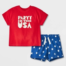 KID | Baby Boys' Party in the USA Graphic T-Shirt & Shorts Set - Cat & Jack™ Red 3-6M
