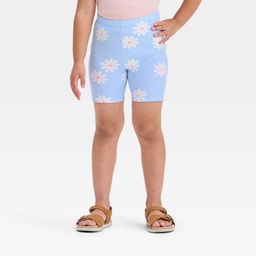 STR | Toddler Girls' Ribbed Bike Shorts - Cat & Jack™ Light Blue 5T: Cotton Blend, Midweight, Elastic Waist, Floral Pattern