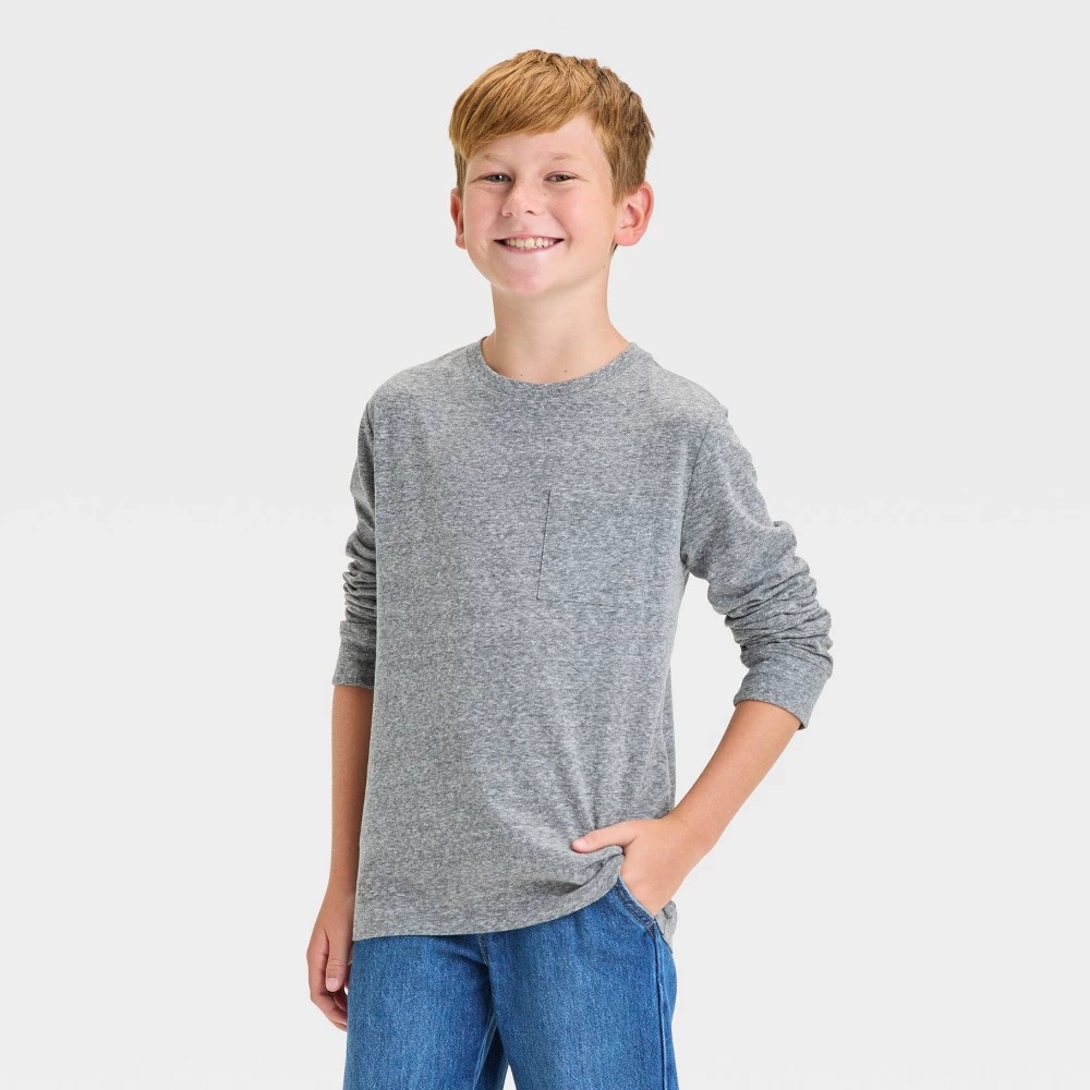 STR | Boys' Long Sleeve Heathered T-Shirt - Cat & Jack™ Charcoal Gray L