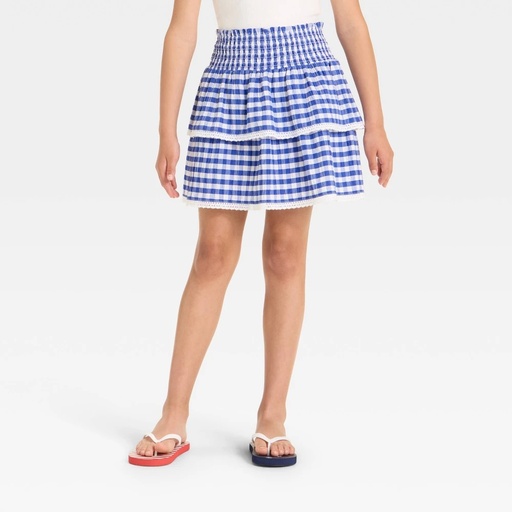 STR | Girls' Tiered Gingham Skirt - Cat & Jack™ Blue XL