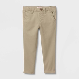 STR | Toddler Boys' Uniform Straight Pants with Rib Waistband - Cat & Jack™ Khaki 4T: Cotton Blend, Adjustable Waist, Reinforced Knee