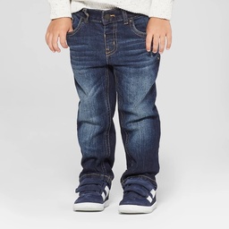 STR | Toddler Boys' Fit Straight Jeans - Cat & Jack™ Dark Wash 4T: Adjustable Waistband, Super Stretch Denim