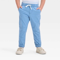 STR | Toddler Boys' Woven Pants - Cat & Jack™ Blue 3T: Midweight Twill, Elastic Waist, Reinforced Knees