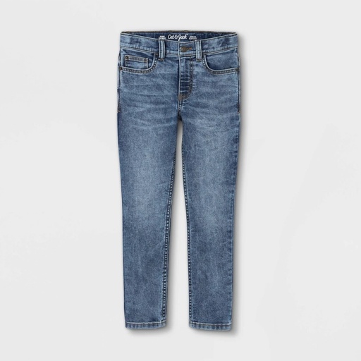 STR | Boys' Stretch Skinny Fit Jeans - Cat & Jack™ Medium Blue 14: Heavyweight Denim, Mid Rise, Super Stretch, Patch Pocket