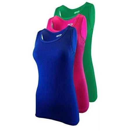 STR | SUMONA Women Fuchsia/Green/Royal Blue Tank Tops Ribbed Cotton A-Shirts Basic Sleeveless Tanks Top