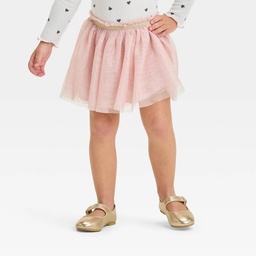 STR | Toddler Girls' Glitter Tutu Skirt - Cat & Jack™ Pink 18M: Adjustable Waistband, Mesh, Shapes Pattern