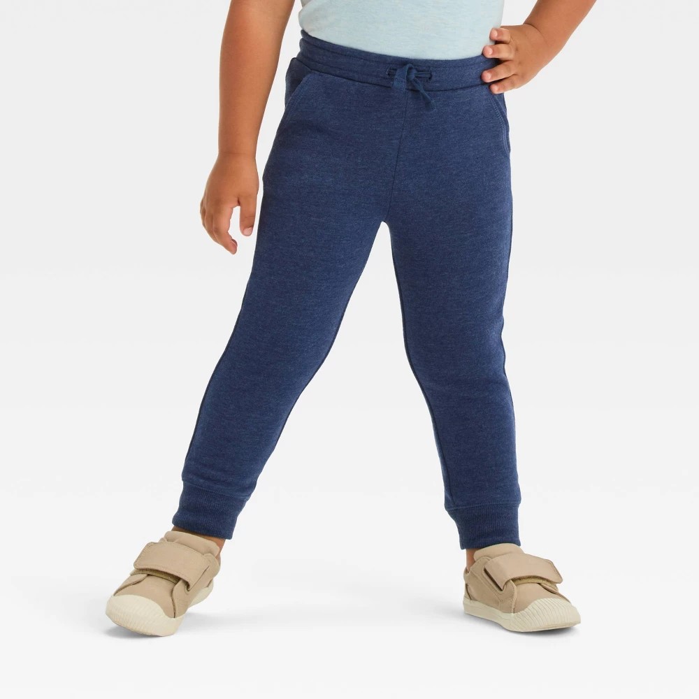 STR | Toddler Boys' Fleece Pull-On Jogger Pants - Cat & Jack™ Navy Blue 12M: Mid-Rise, Relaxed Leg, Front Pocket