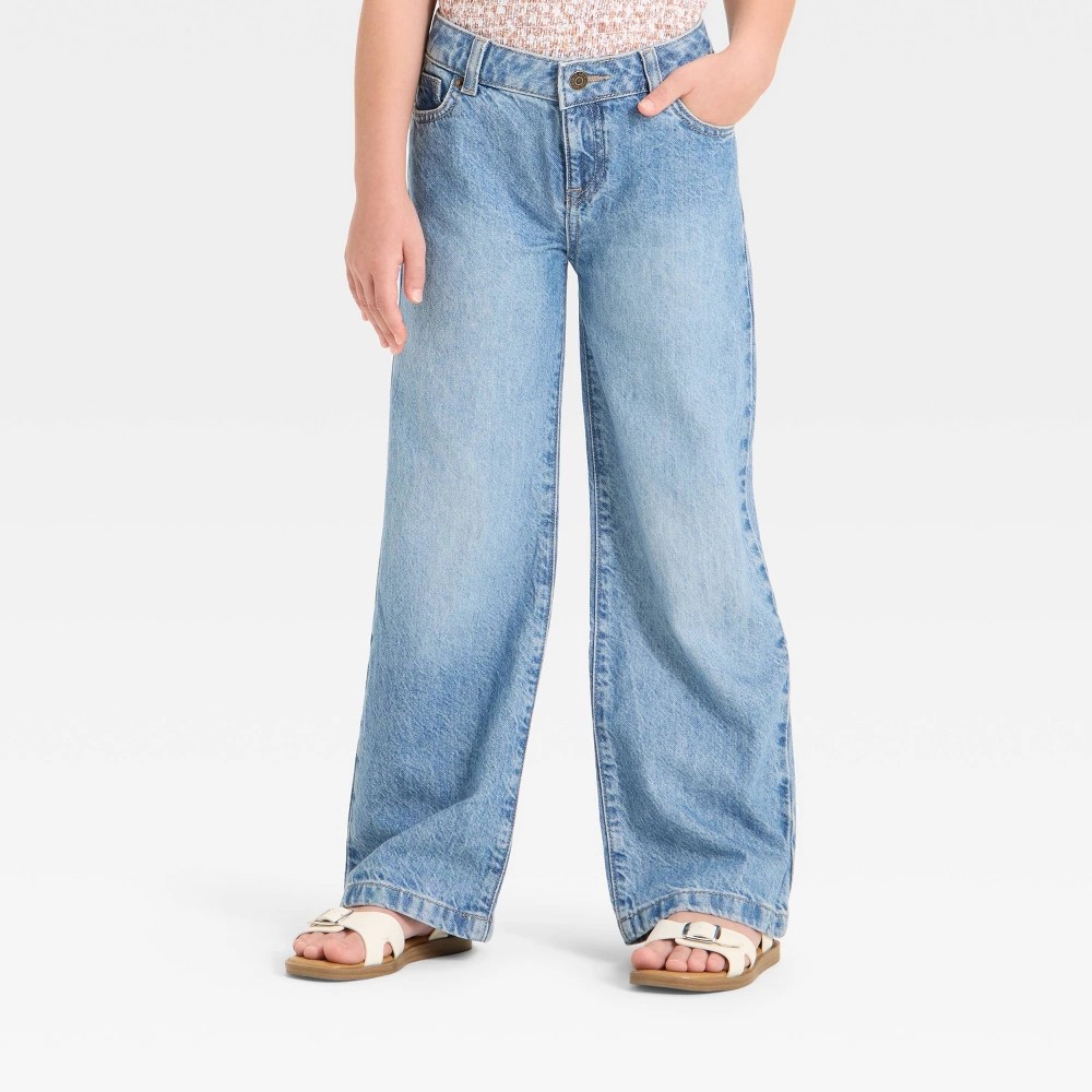 STR | Girls' Wide Leg Jeans - Cat & Jack™ Medium Wash 10