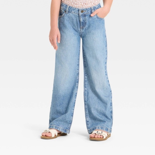 STR | Girls' Wide Leg Jeans - Cat & Jack™ Medium Wash 10