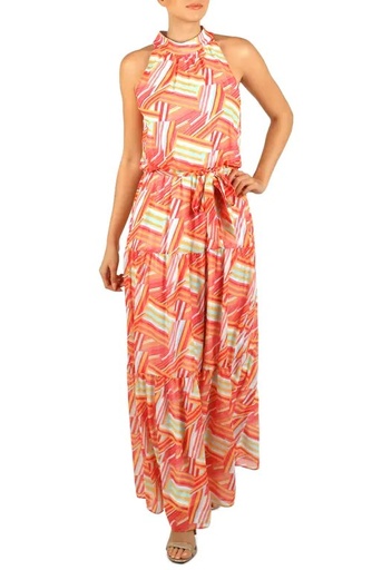 STR | julia jordon Women's Printed Mock-Neck Tier Maxi Dress