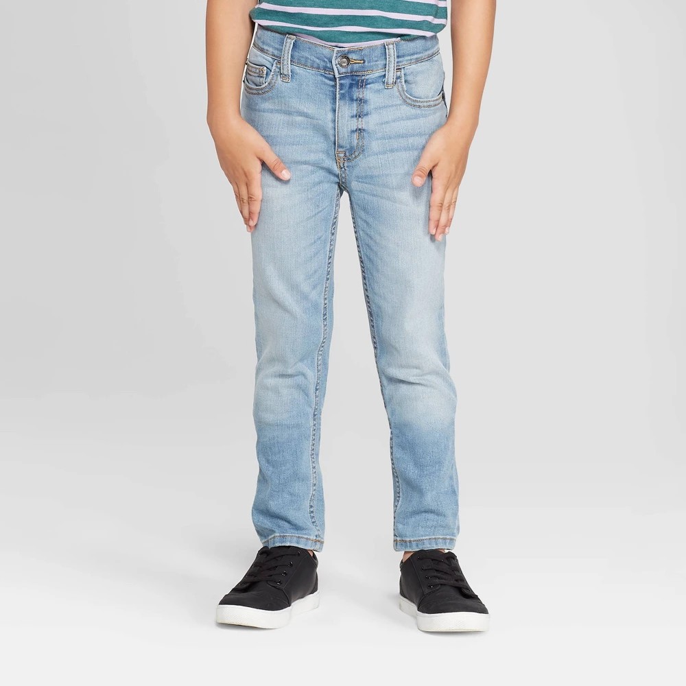STR | Boys' Stretch Skinny Fit Jeans - Cat & Jack™ Light Blue 16: Adjustable Waistband, Mid Rise Denim