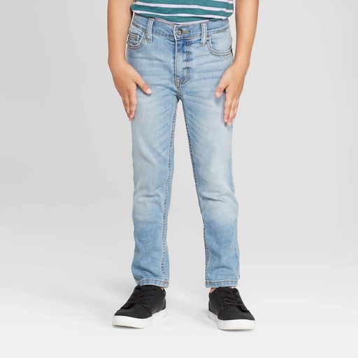 STR | Boys' Stretch Skinny Fit Jeans - Cat & Jack™ Light Blue 16: Adjustable Waistband, Mid Rise Denim
