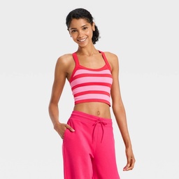 STR | Women's Seamless Cropped Support Tank Top - JoyLab™ Red/Bright Pink Stripe XXL