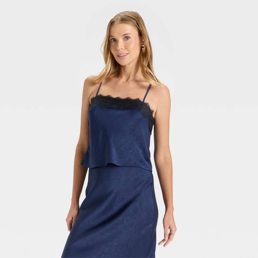 STR | Women's Lace Trim Cami Top - A New Day™ Navy M