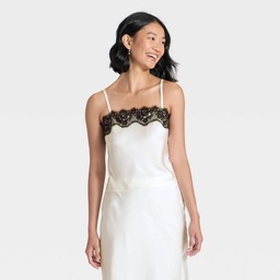 STR | Women's Lace Trim Cami Top - A New Day™ Cream XL