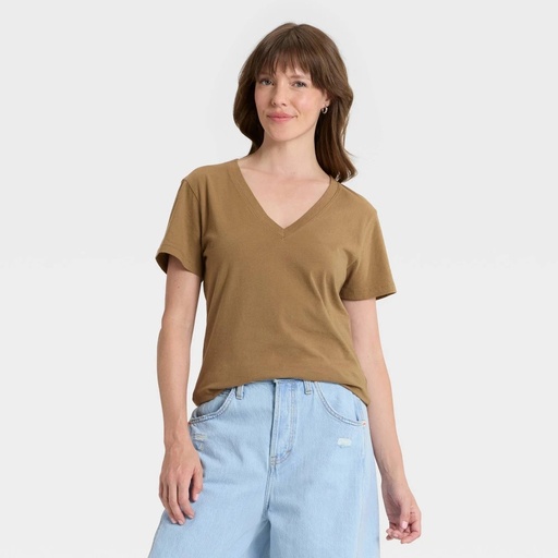 STR | Women's Short Sleeve V-Neck T-Shirt - Universal Thread™ Brown S