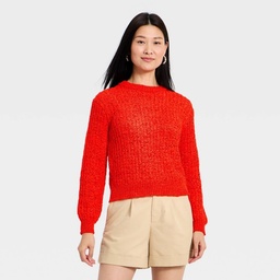 STR | Women's Long Sleeve Round Neck Tape Yarn Pullover Sweater - A New Day™ Red XS