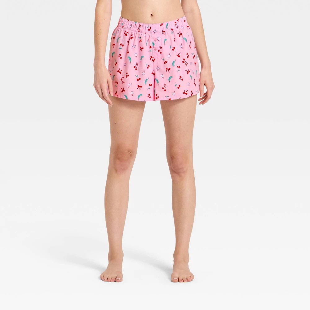 STR | Women's Boxer Pajama Shorts - Wild Fable™ Pink Ornaments XXS
